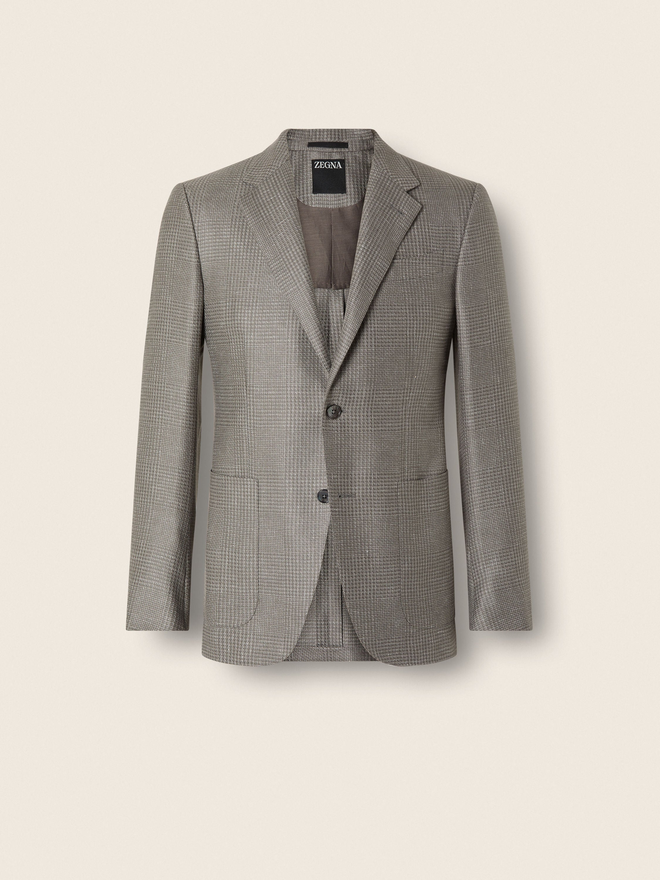 Zegna Grey And White Linen Cashmere And Silk Jacket