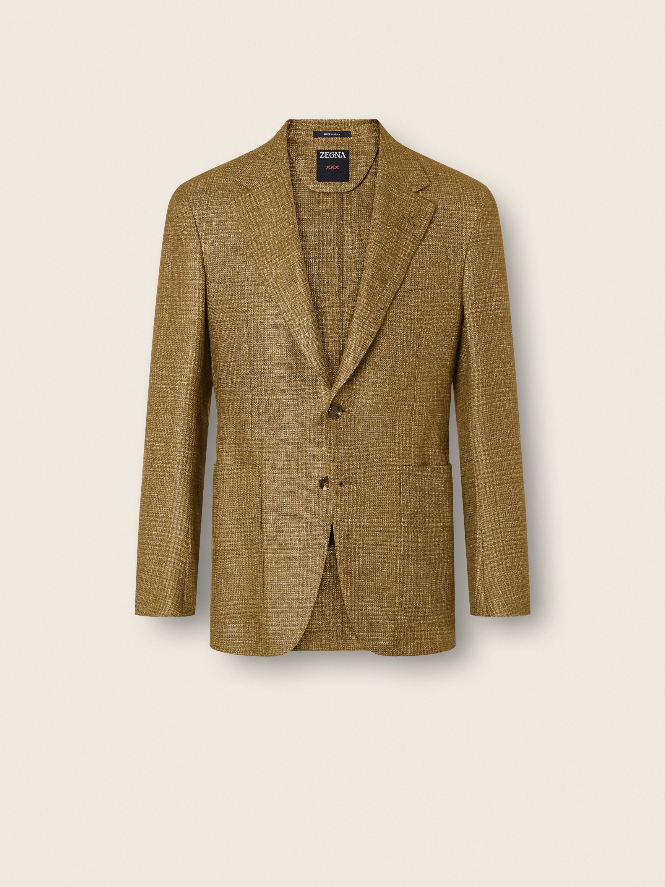 Zegna Olive Green Cashmere Linen And Silk Jacket