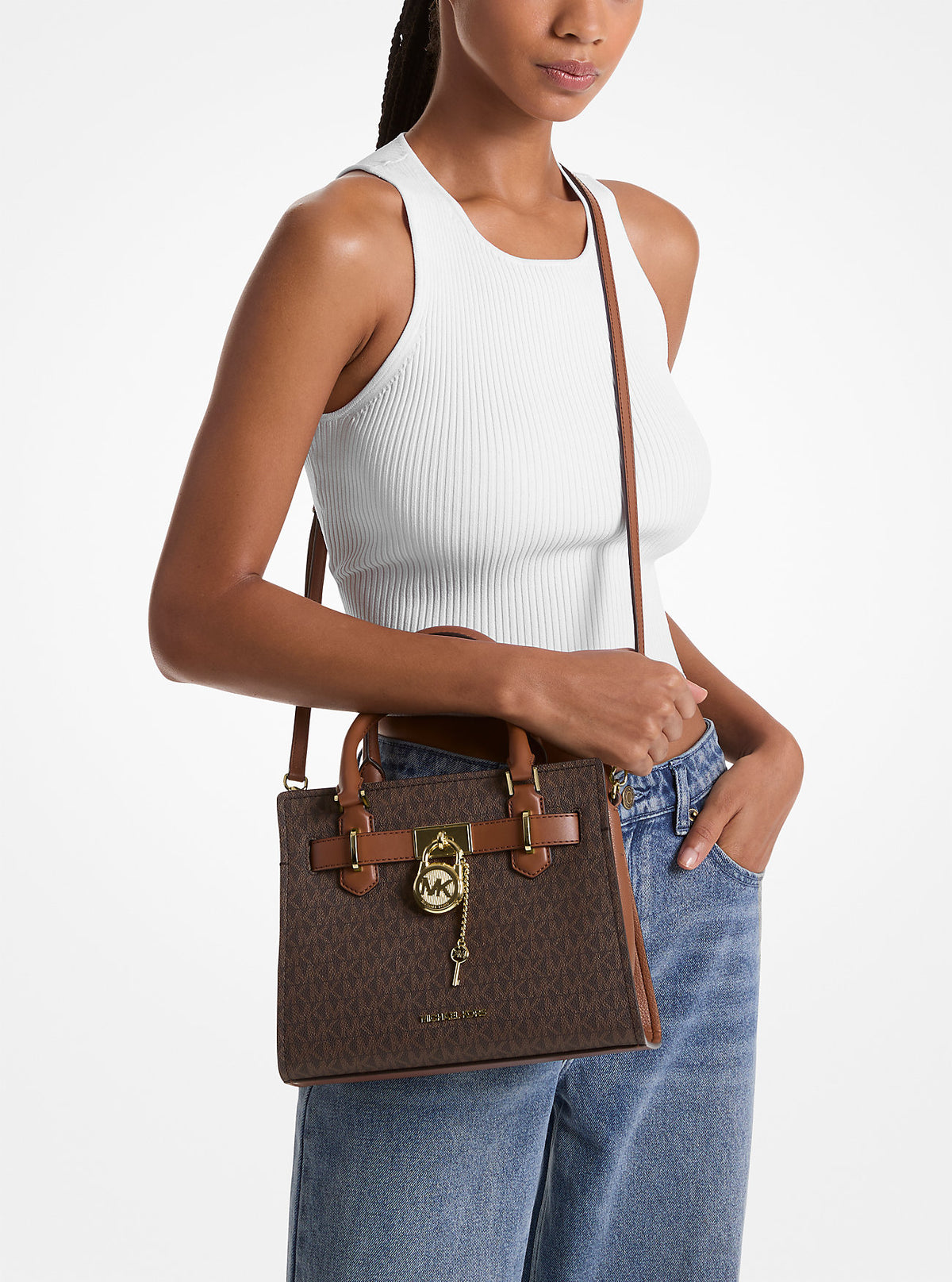 Hamilton Small Logo Satchel Brown Brown