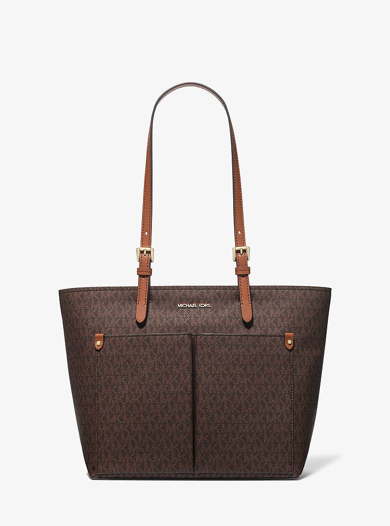 Jet Set Medium Logo Pocket Tote Bag Brown Brown