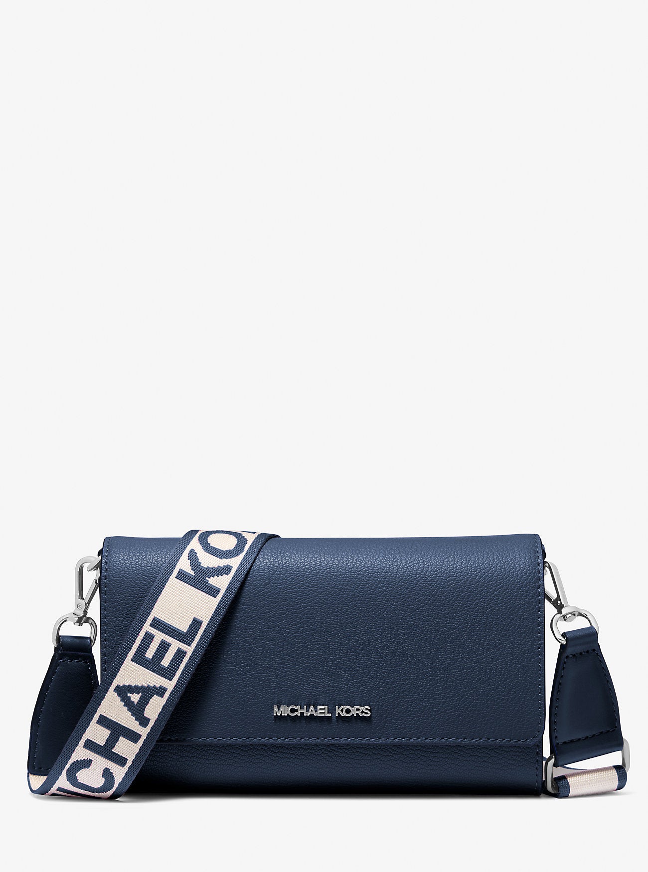 Jet Set Large Leather Crossbody Bag Navy Navy