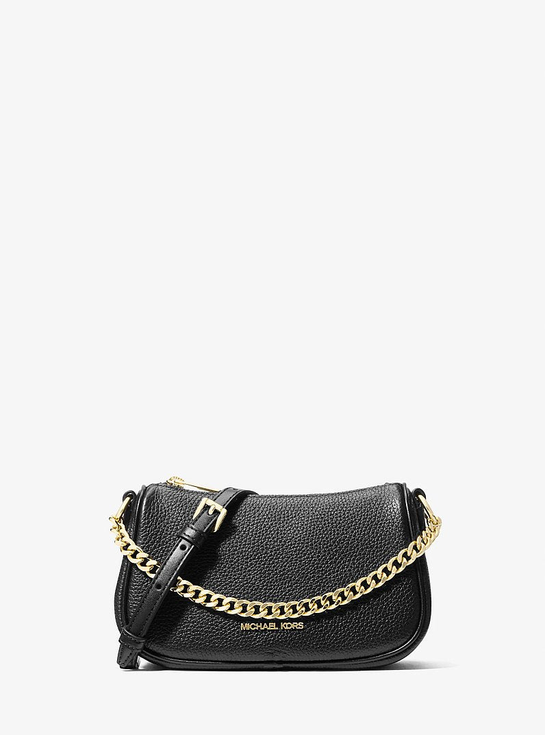 Carmela Small Pebbled Leather Convertible Crossbody Bag Black Black