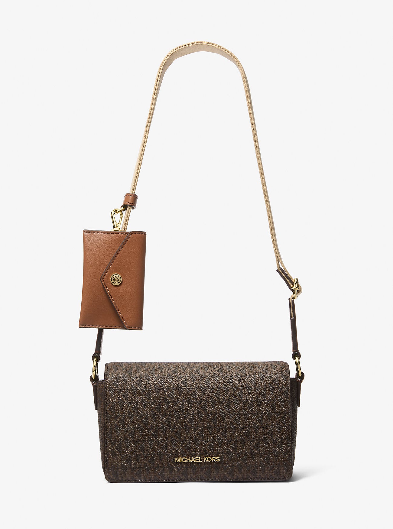 Vincent Small Signature Logo Crossbody Bag with Card Case Brown Brown