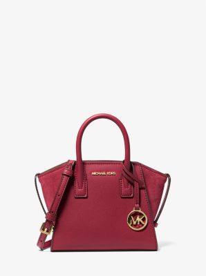 Avril Extra-Small Leather and Suede Satchel Cherry Cherry