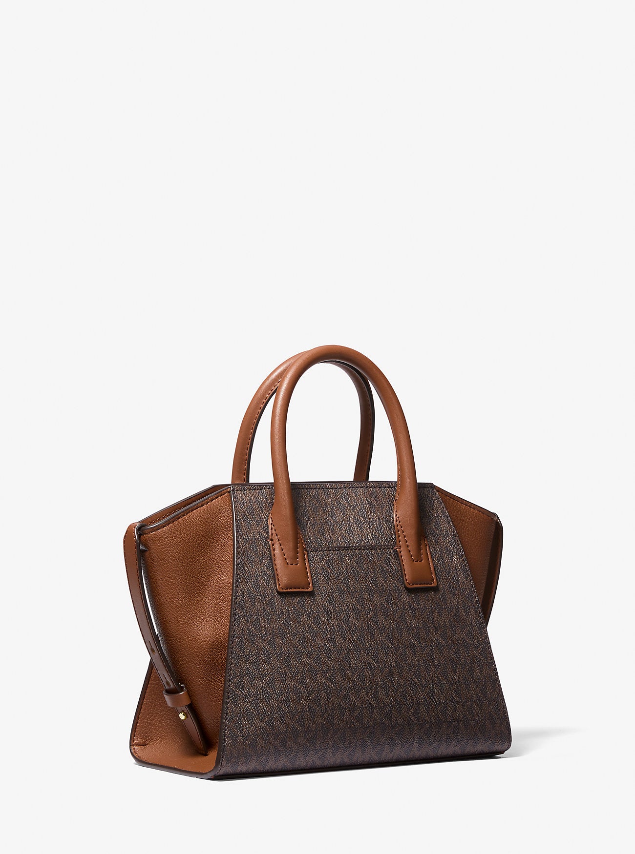 Avril Small Logo and Leather Satchel Brown Brown