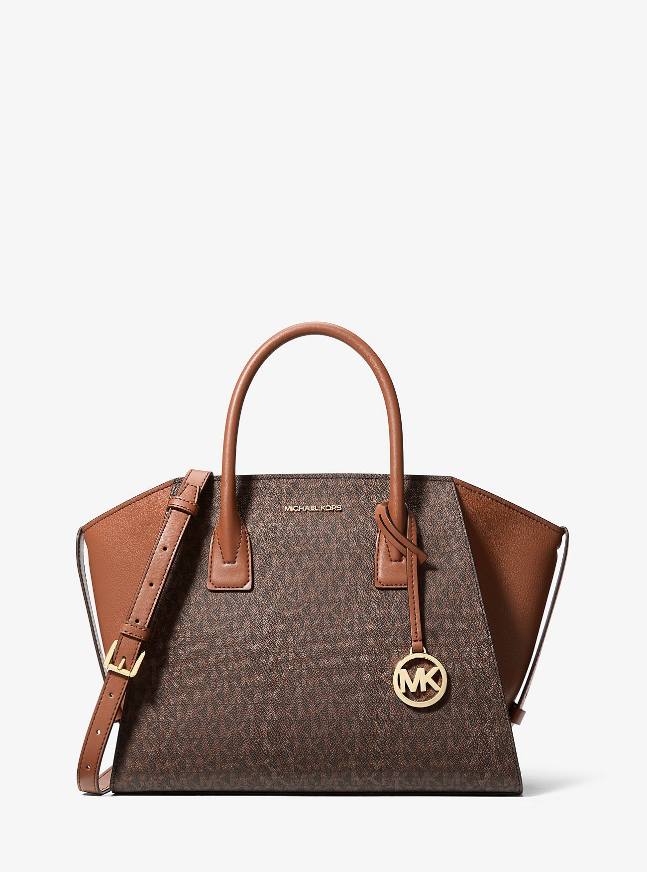 Avril Large Signature Logo Satchel Brown Brown