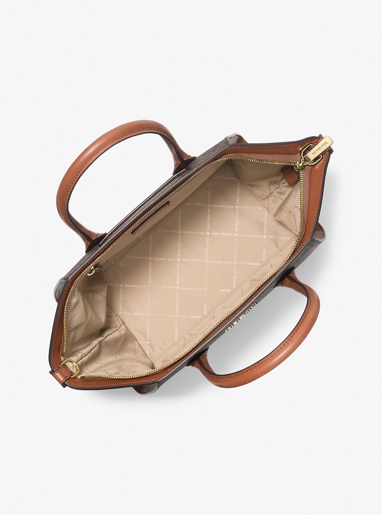 Avril Large Signature Logo Satchel Brown Brown