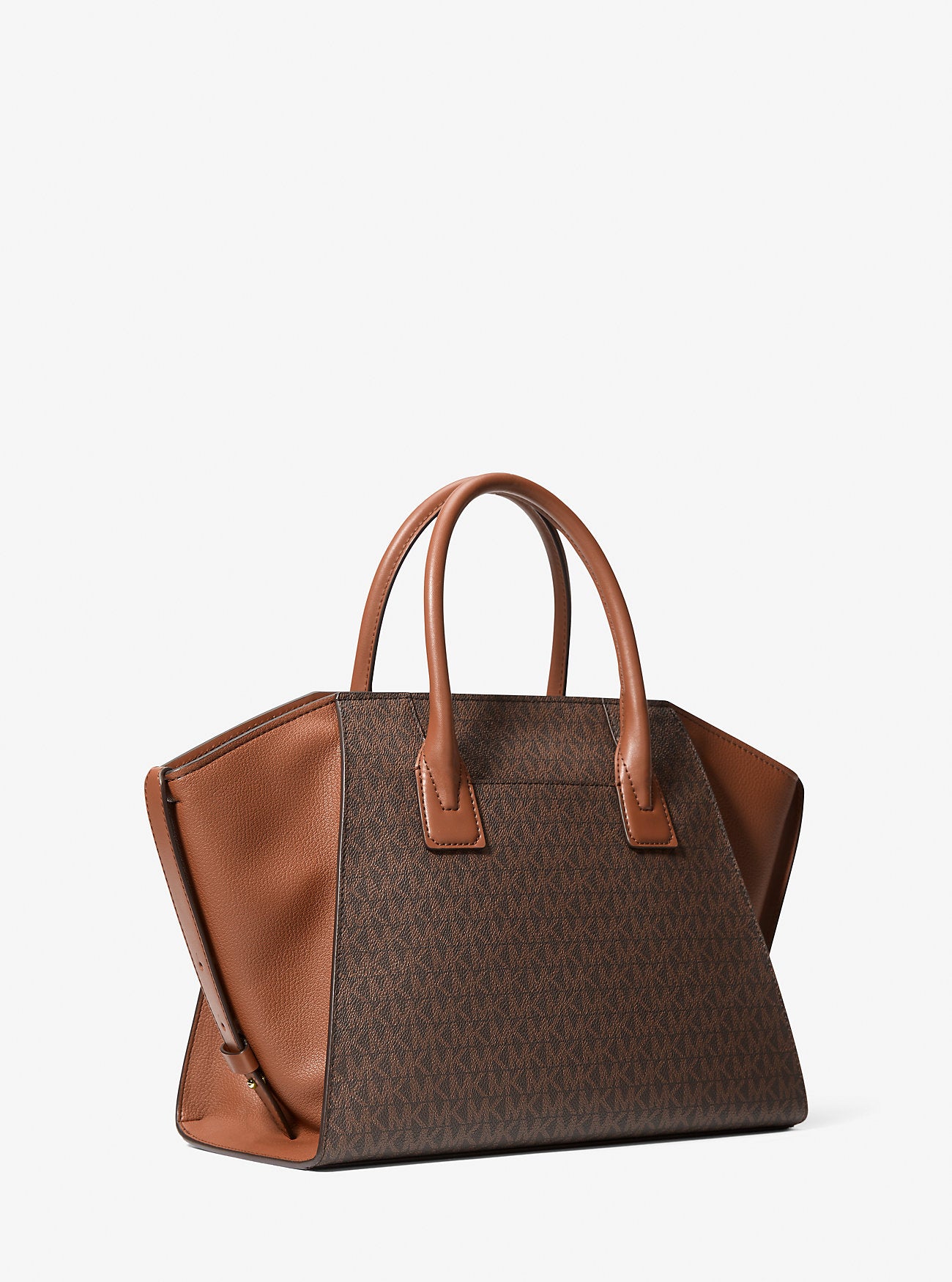 Avril Large Signature Logo Satchel Brown Brown