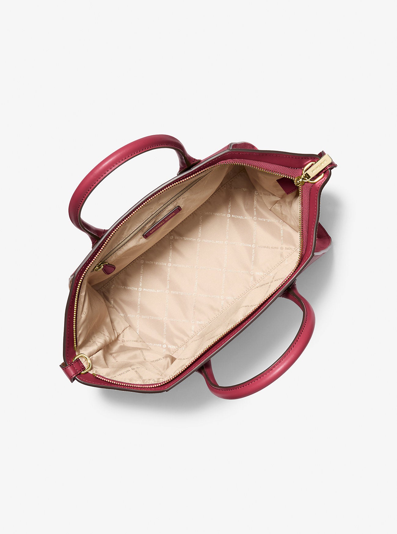 Avril Large Leather and Suede Satchel Cherry Cherry