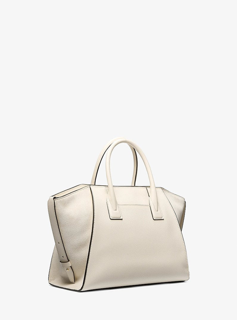 Avril Large Leather and Suede Satchel Lt Cream Lt Cream