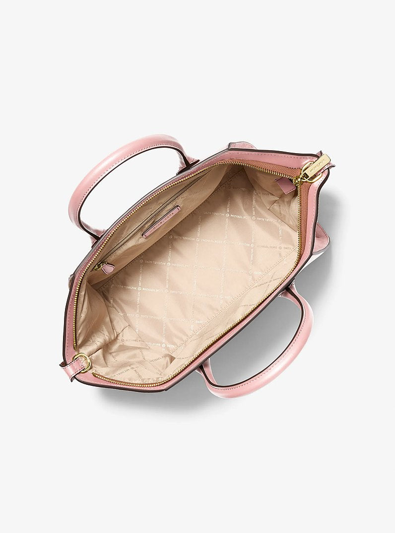 Avril Large Leather and Suede Satchel Powder Blush Powder Blush