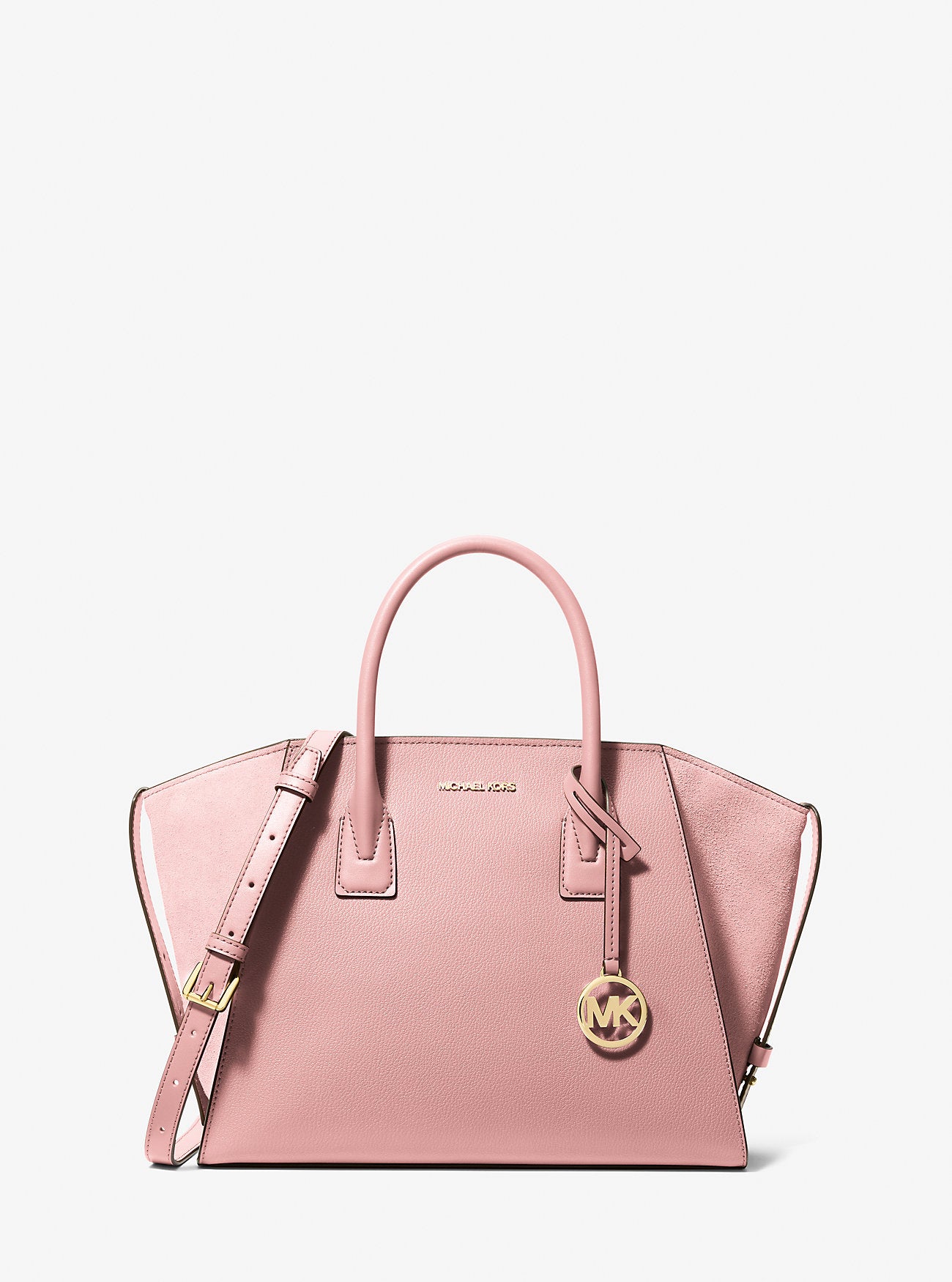 Avril Large Leather and Suede Satchel Powder Blush Powder Blush