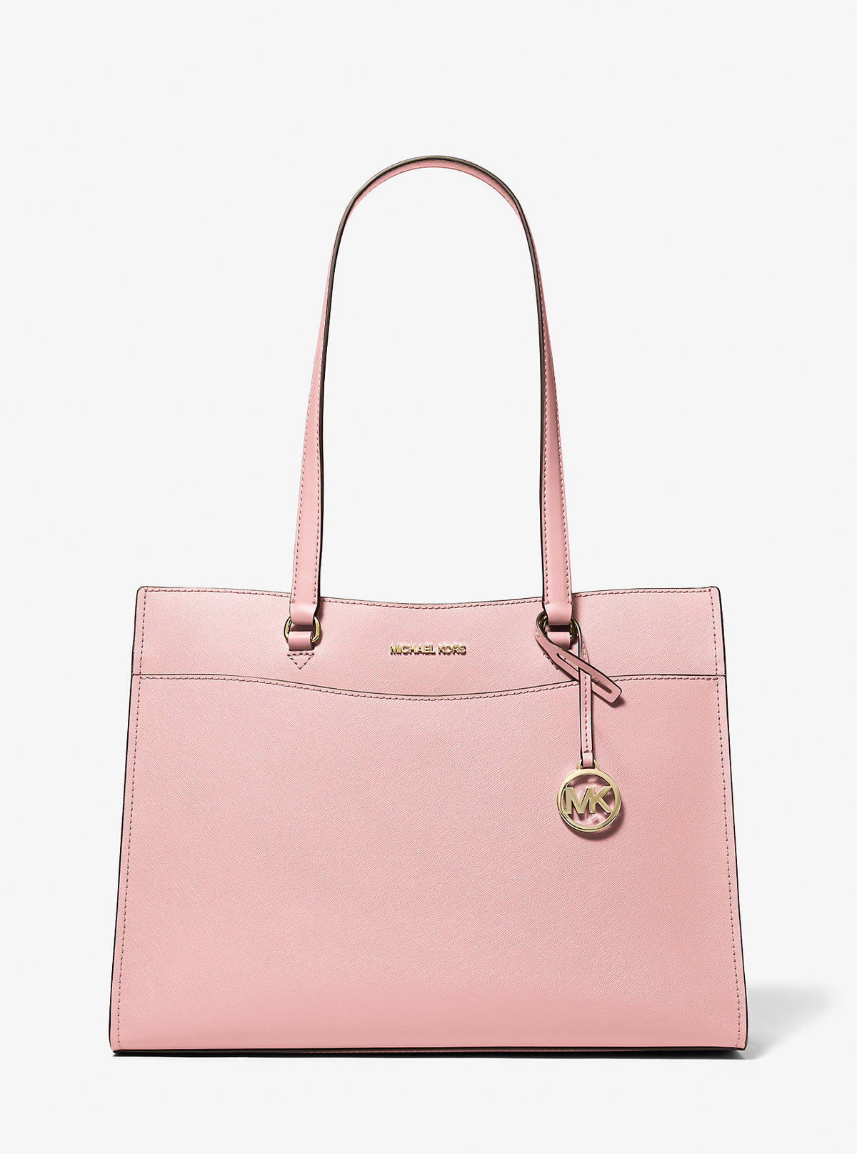 Jet Set Travel Large Saffiano Leather Pocket Tote Bag Powder Blush Powder Blush