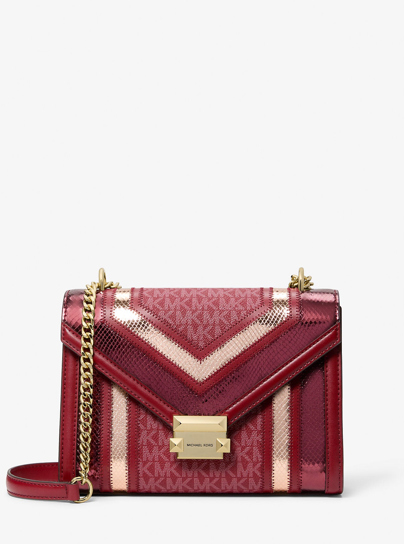 Whitney Medium Signature Logo and Metallic Shoulder Bag Cherry Multi Cherry Multi