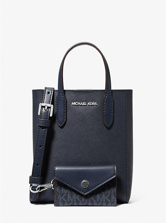 Micheal Kors Vincent Extra-Small Saffiano Leather Crossbody Bag With Card Case Navy