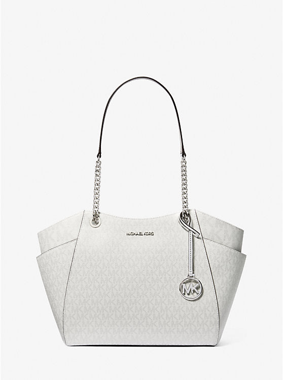 Micheal Kors Jet Set Large Logo Shoulder Bag Silver