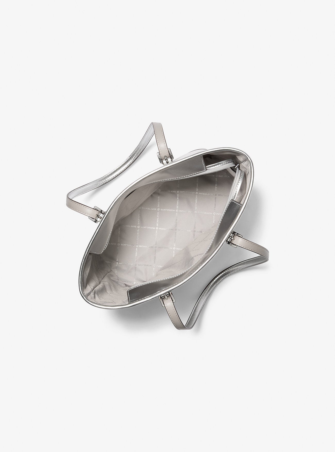 Jet Set Travel Small Metallic Logo Top-Zip Tote Bag Silver Silver