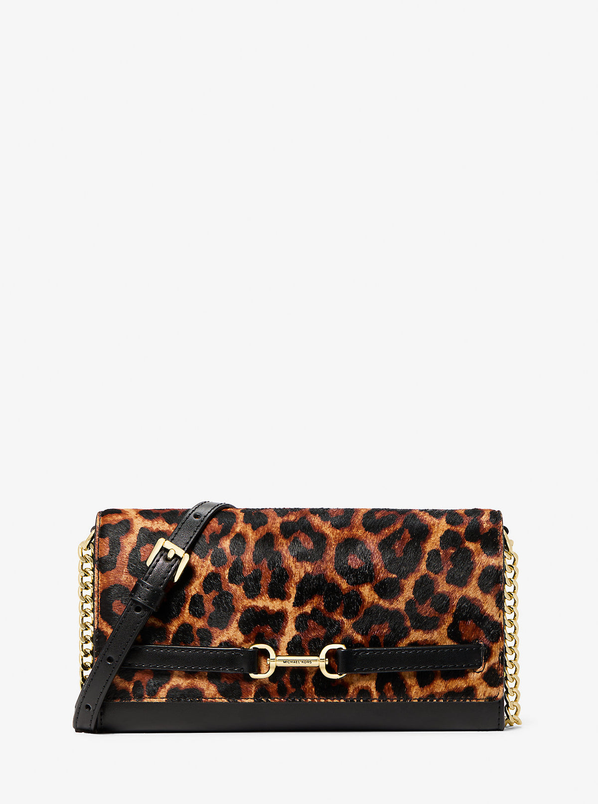 Carson Large Leopard Print Calf Hair Crossbody Bag Butterscotch Butterscotch