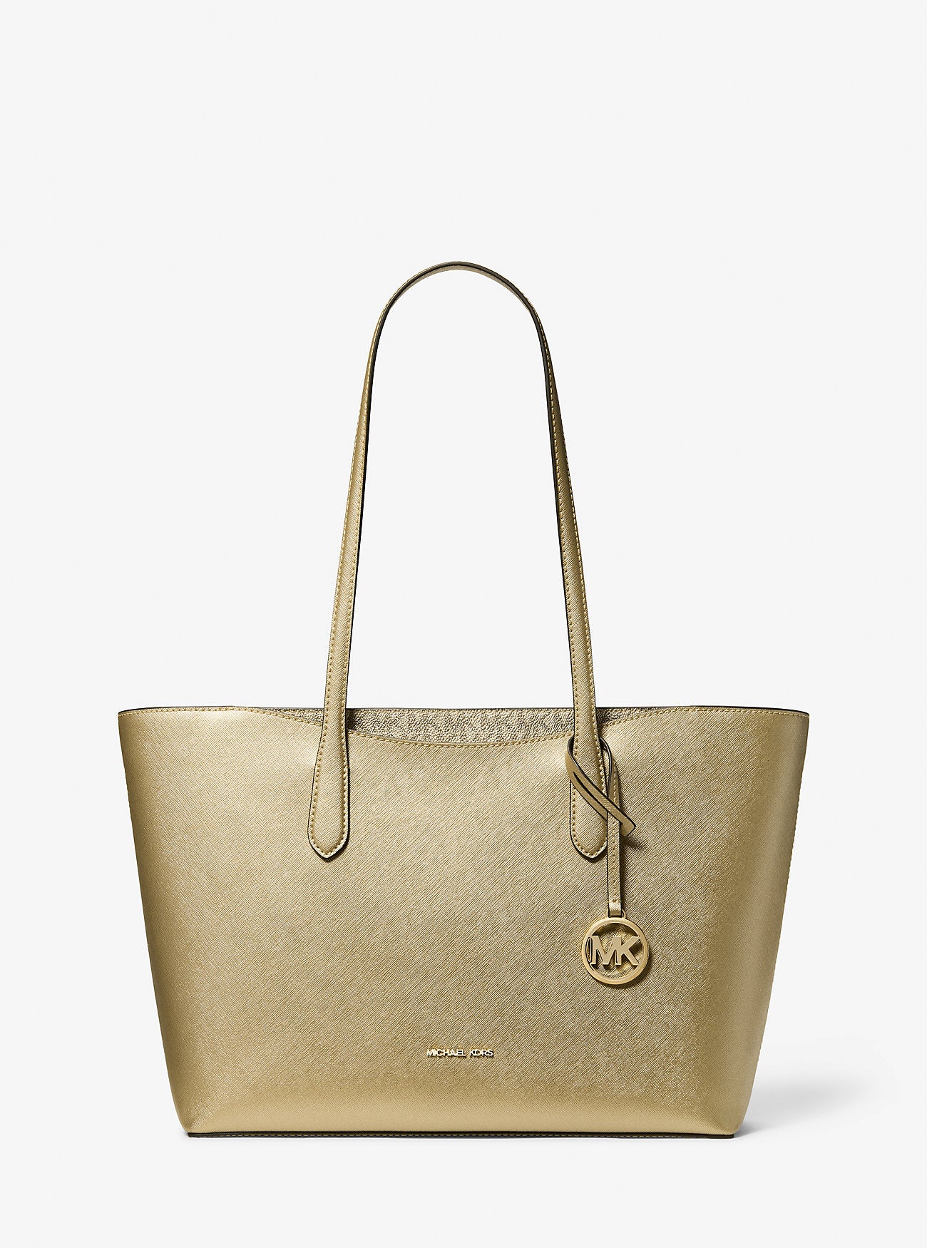 Arden Large Metallic Top-Zip Tote Bag Pale Gold Pale Gold