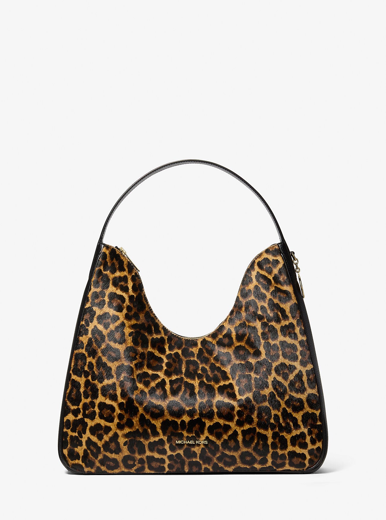 Nayla Medium Leopard Print Calf Hair Shoulder Bag Butterscotch Butterscotch