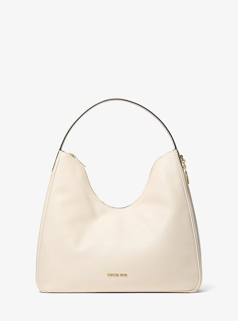 Nayla Medium Pebbled Leather Shoulder Bag Lt Cream Lt Cream