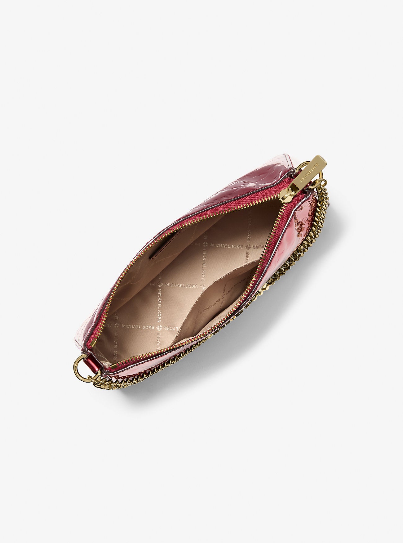 Jet Set Medium Metallic Logo Debossed Pochette and Card Case Gift Set Cherry Cherry