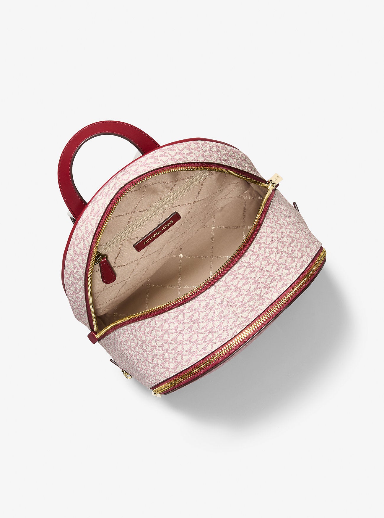 Rhea Medium Metallic Signature Logo Backpack Cherry Cherry