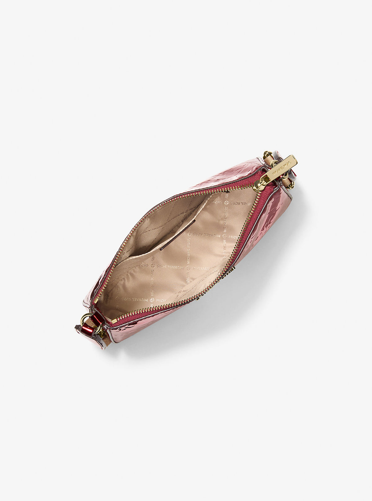 Jet Set Small Metallic Logo Debossed Crossbody Bag with Case for Apple Airpods Pro® Cherry Cherry