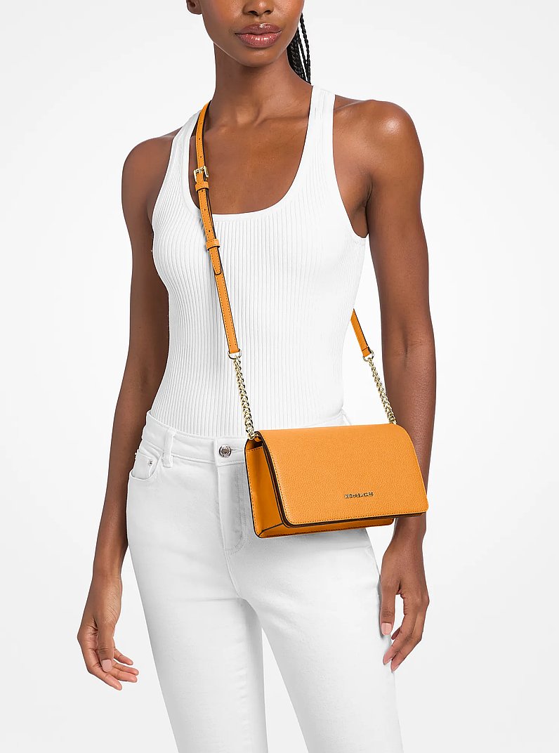 Jet Set Travel Medium Pebbled Leather Crossbody Bag Radiant Orange Radiant Orange