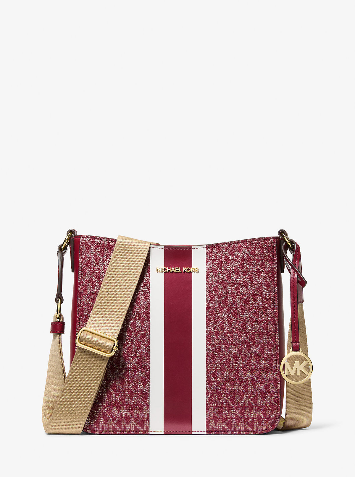 Jet Set Small Signature Logo Stripe Crossbody Bag Cherry Cherry