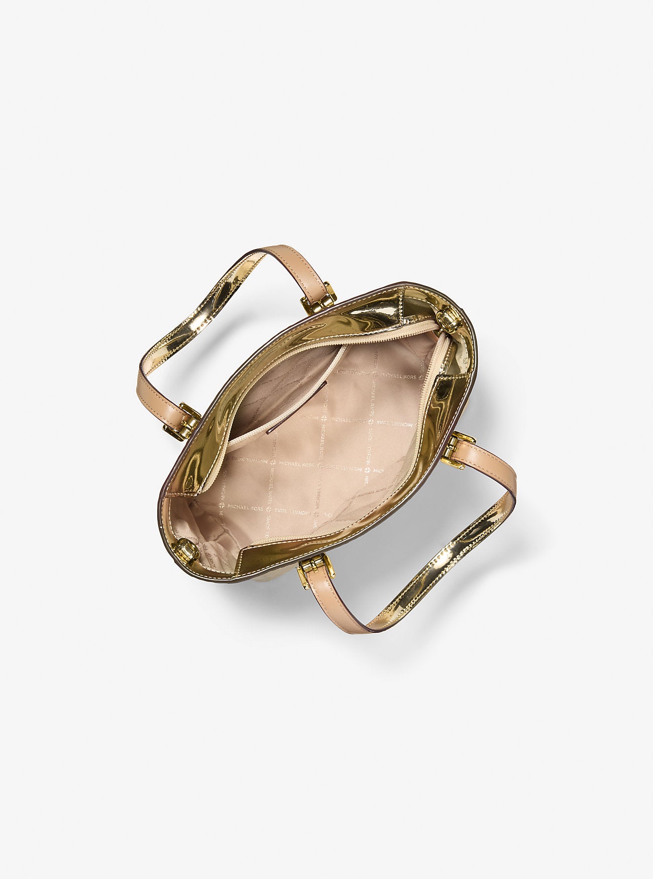 Jet Set Extra-Small Metallic Logo Debossed Convertible Tote Bag Pale Gold Pale Gold