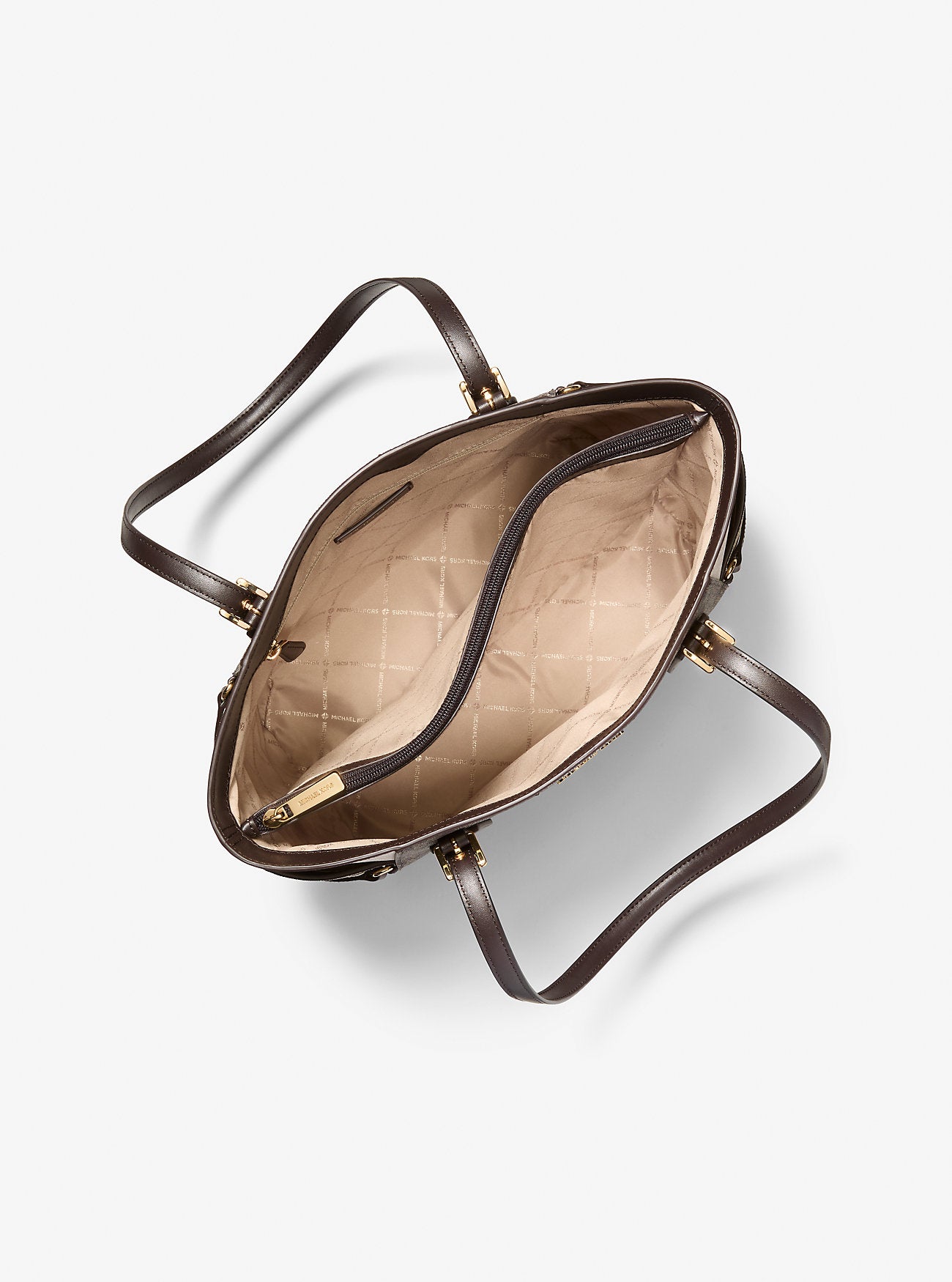 Voyager Large Color-Block Metallic Signature Logo Tote Bag Brown Brown