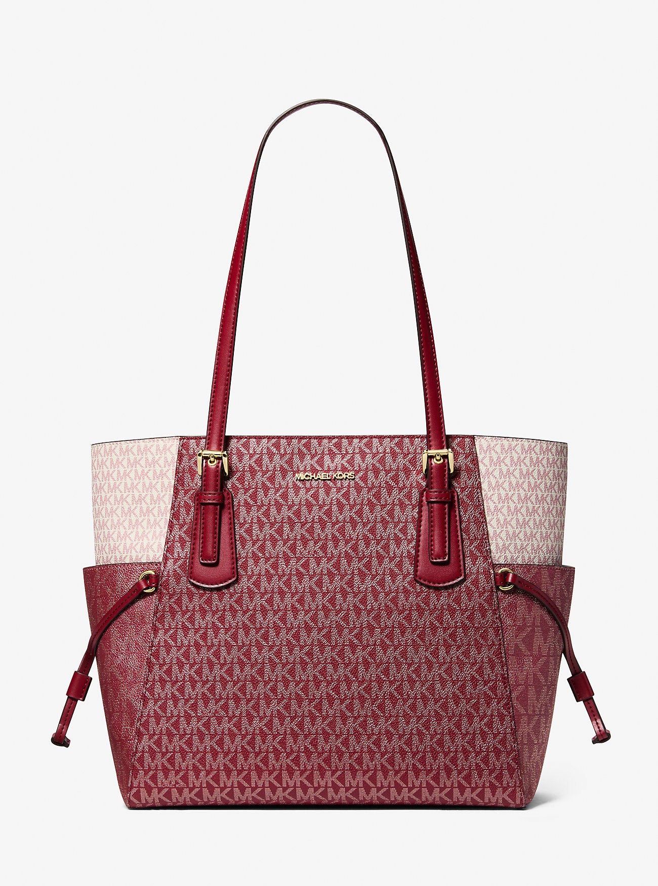 Voyager Large Color-Block Metallic Signature Logo Tote Bag Cherry Cherry