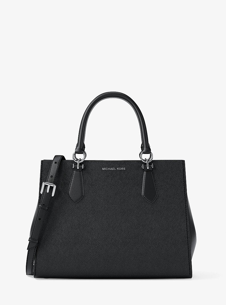 Marilyn Medium Saffiano Leather Satchel Black Black