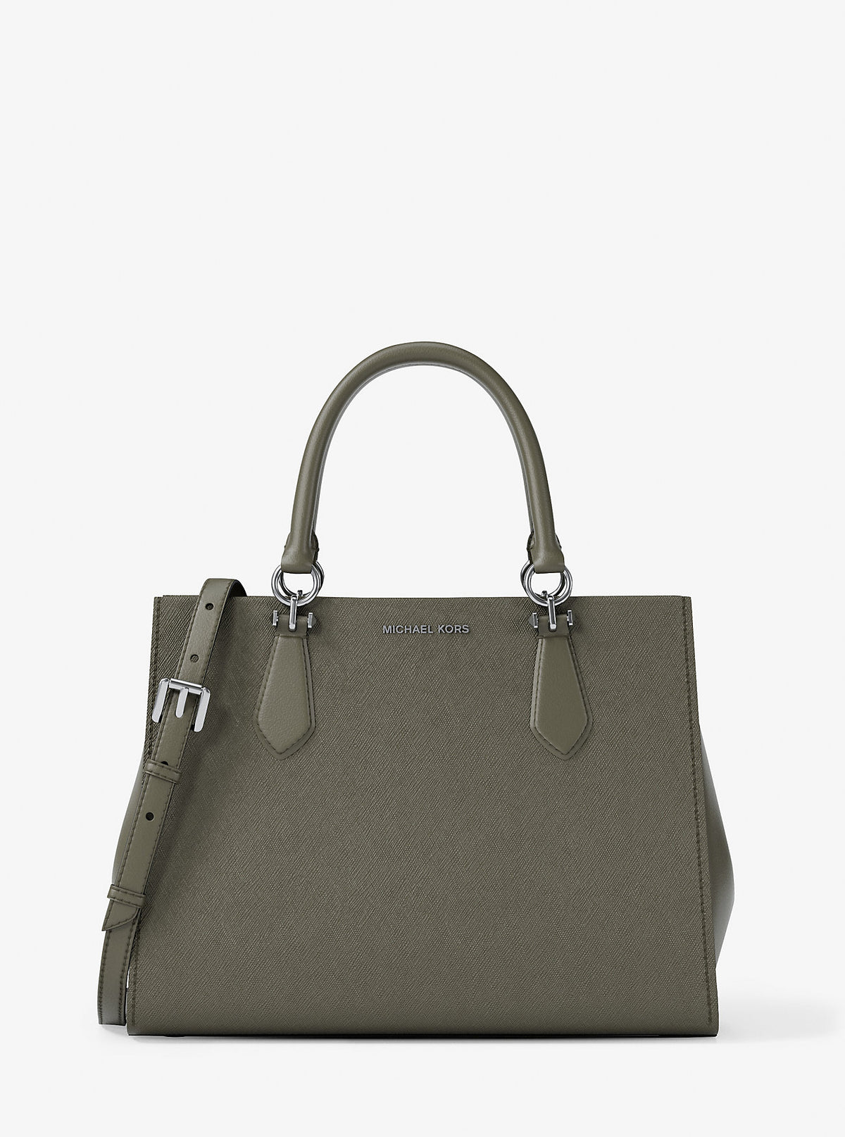 Marilyn Medium Saffiano Leather Satchel Olive Olive