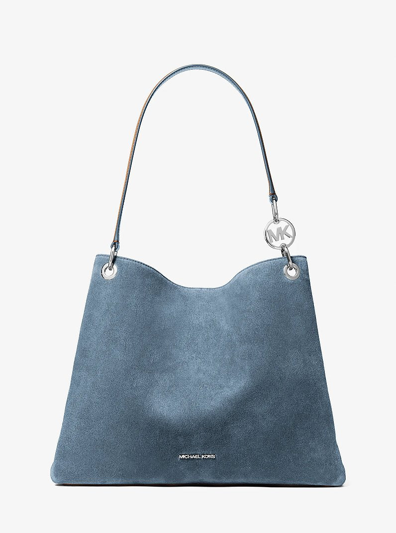 Christina Large Suede Shoulder Bag Denim Denim