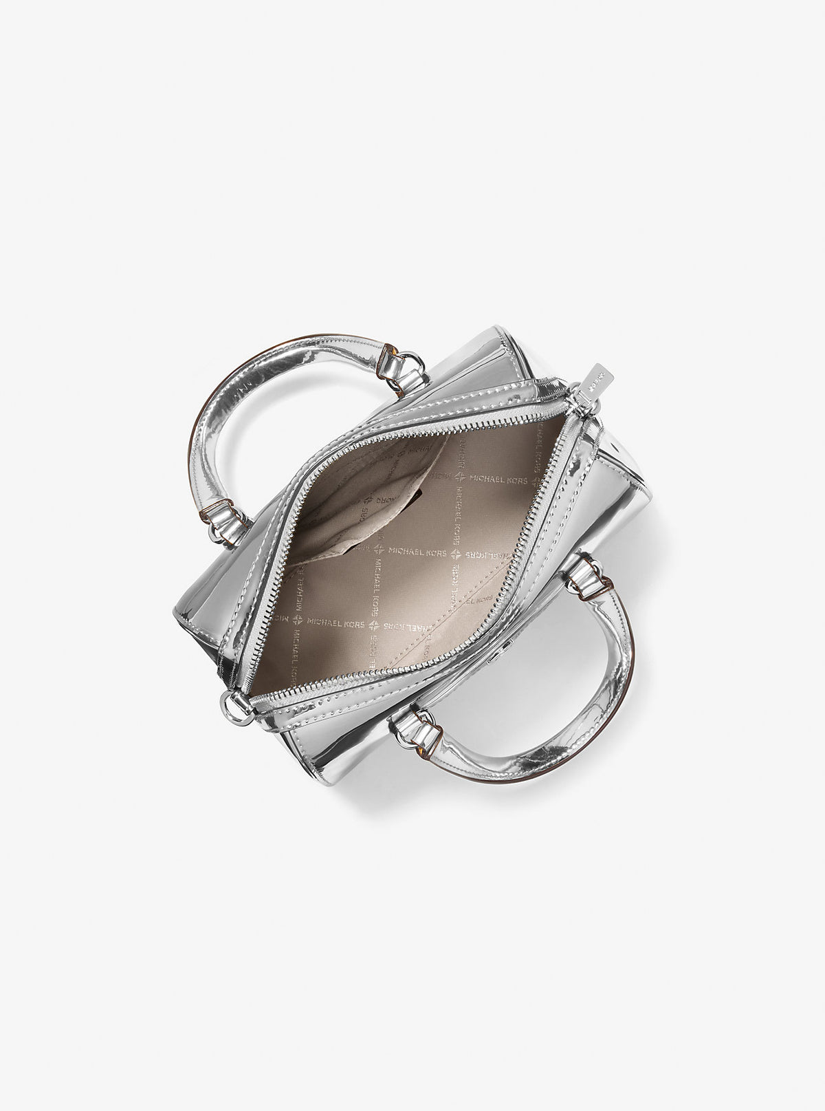Jet Set Small Patent Duffel Crossbody Bag Silver Silver