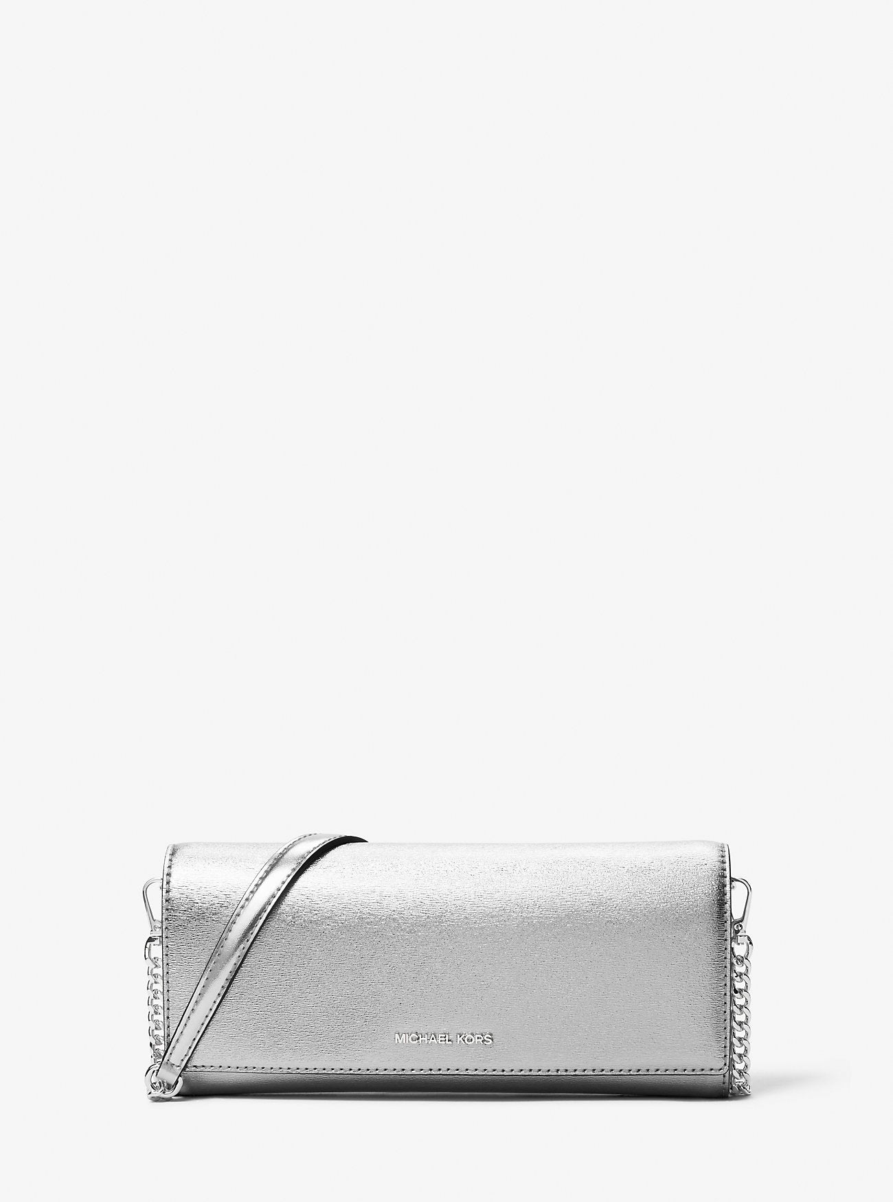 Jet Set Medium Embellished Leather Clutch Silver Silver