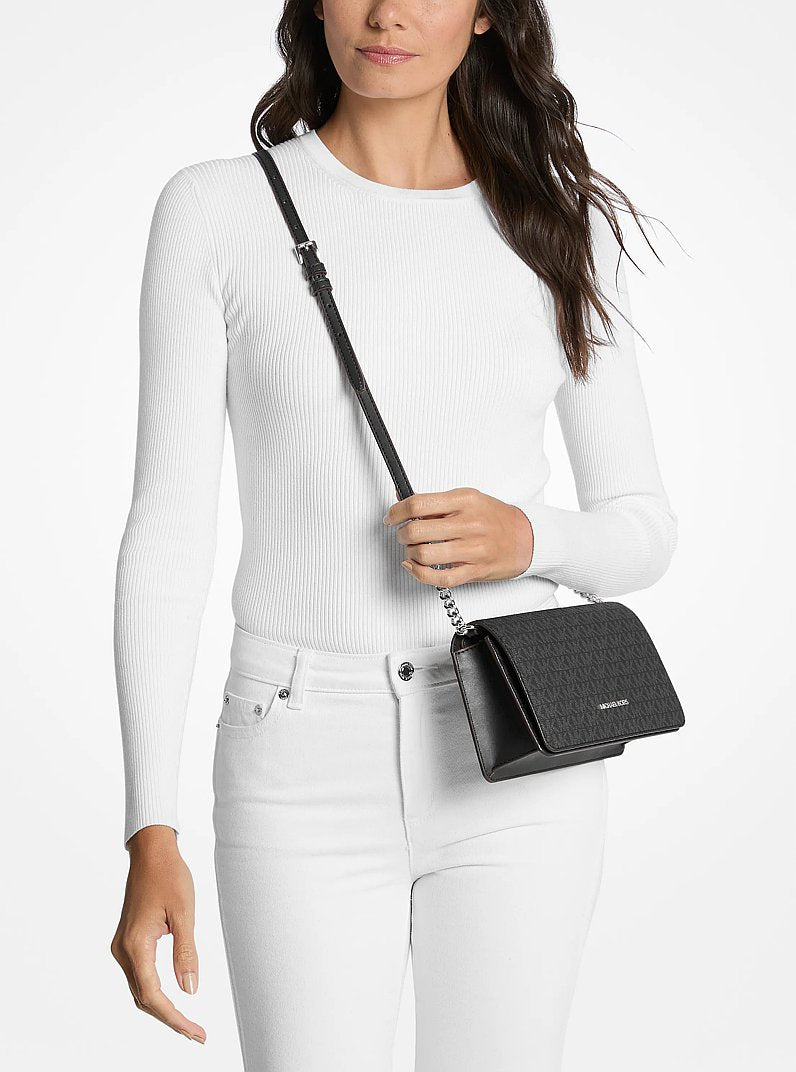 Jet Set Medium Signature Logo Crossbody Bag Black Black