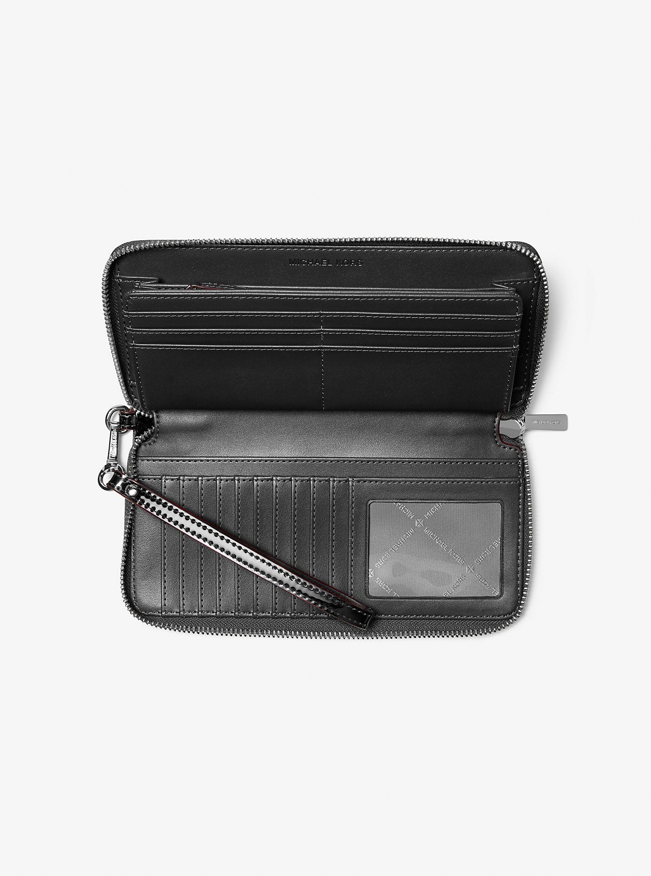 Jet Set Large Patent Logo Debossed Continental Wallet Black Black