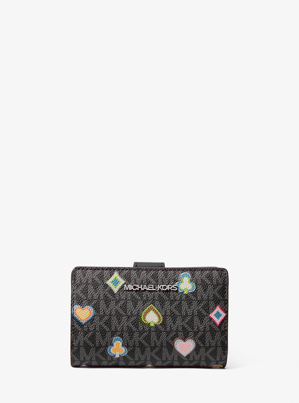 Jet Set Medium Printed Signature Logo Wallet Black Black