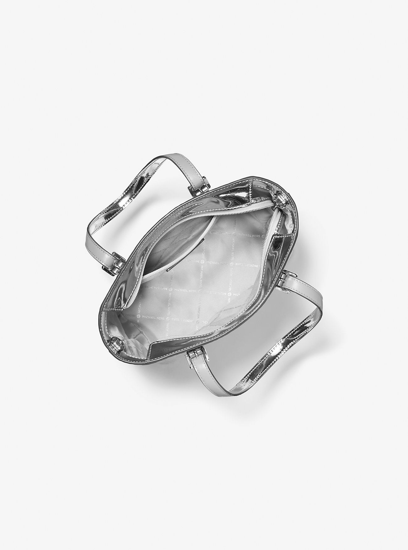 Jet Set Extra-Small Patent Logo Debossed Convertible Tote Bag Silver Silver