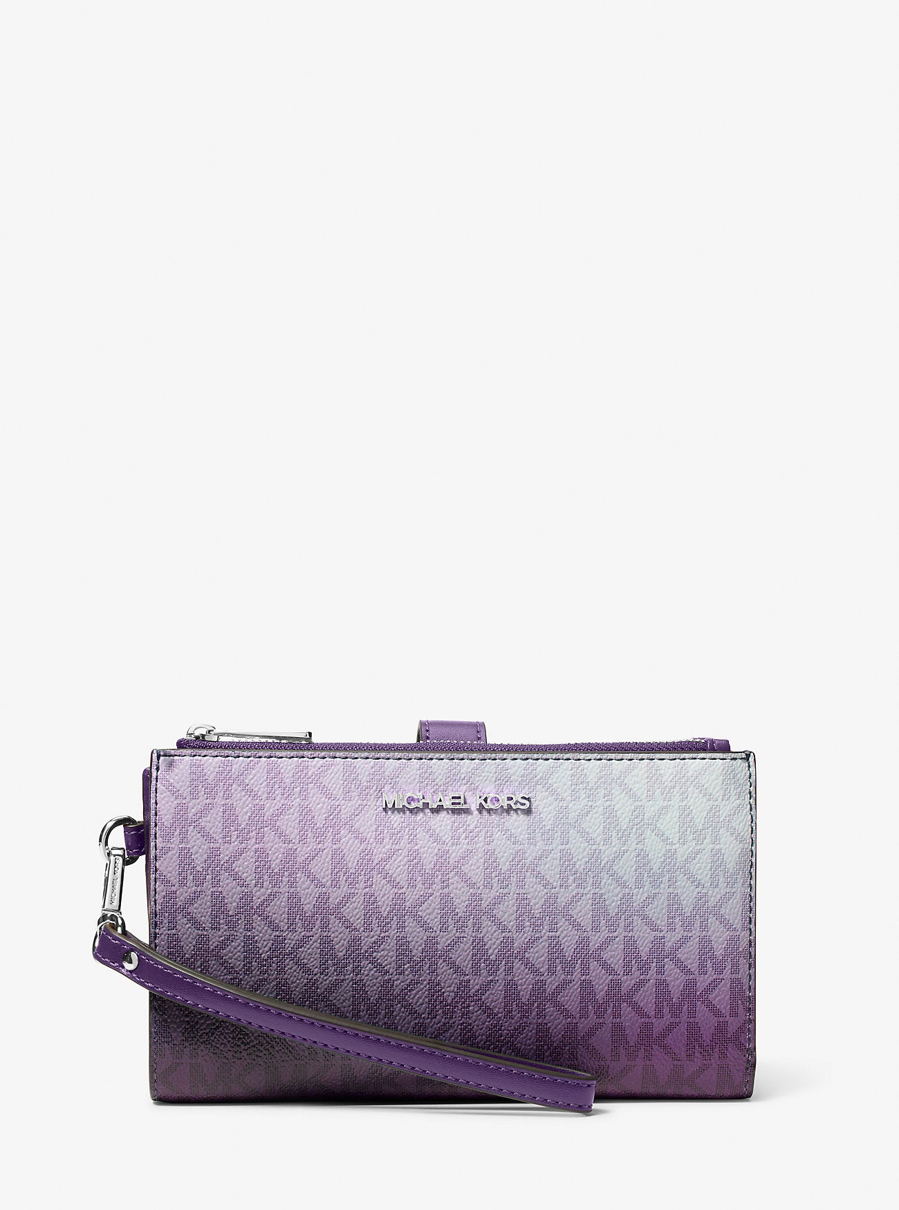 Jet Set Large Ombre Signature Logo Wristlet Dark Purple Ml Dark Purple Ml
