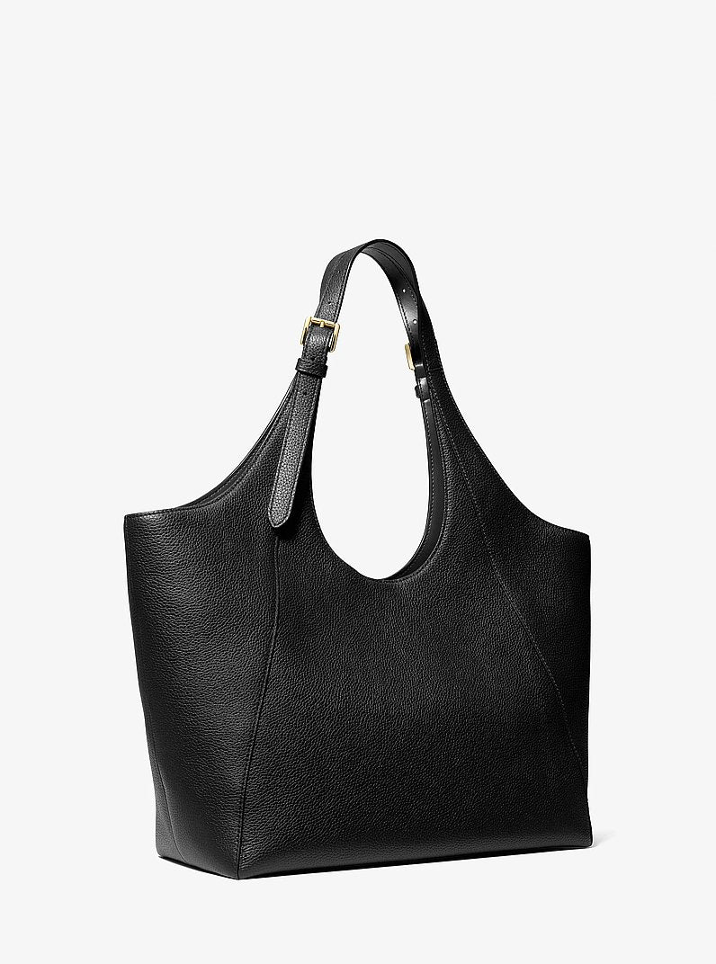 Bernie Large Pebbled Leather Tote Bag Black Black