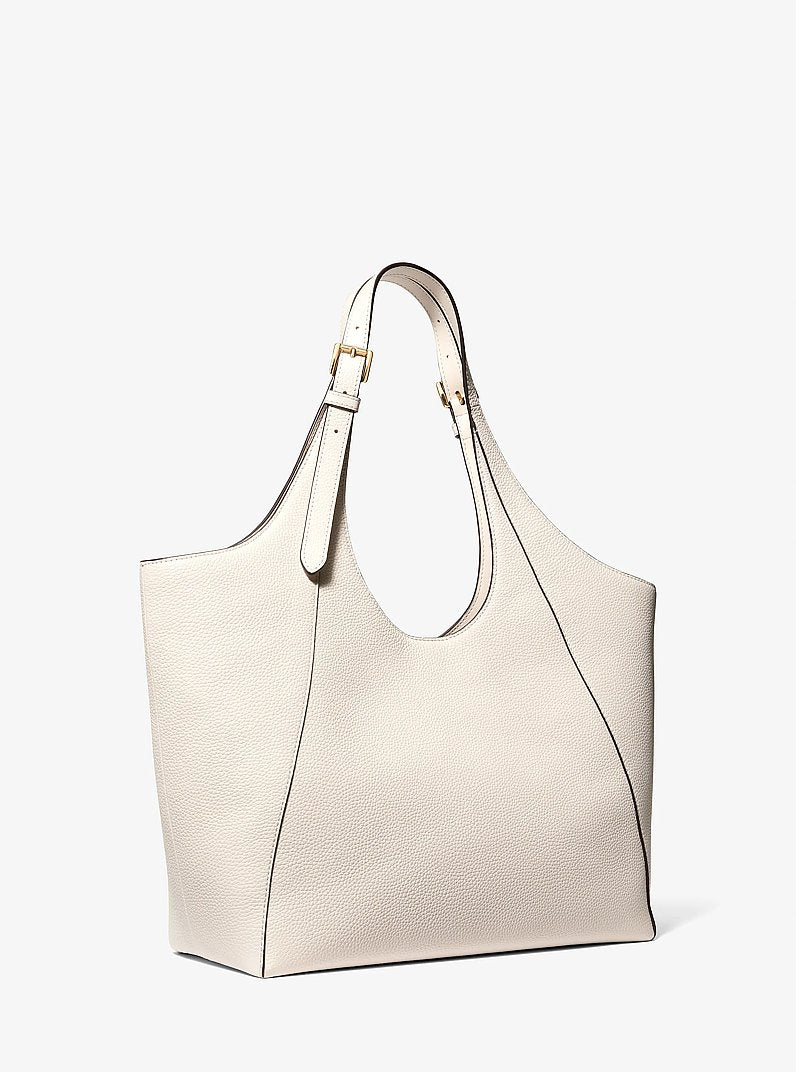 Bernie Large Pebbled Leather Tote Bag Lt Cream Lt Cream