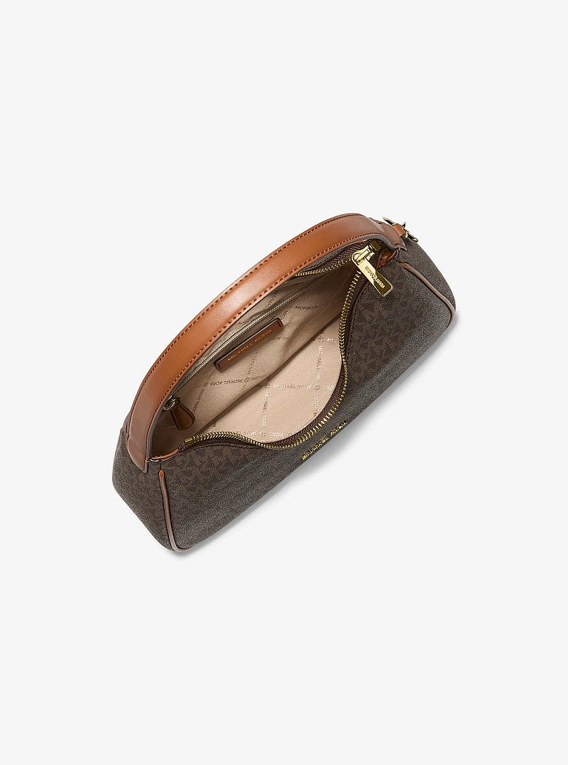 Nayla Small Signature Logo Hobo Shoulder Bag Brown Brown