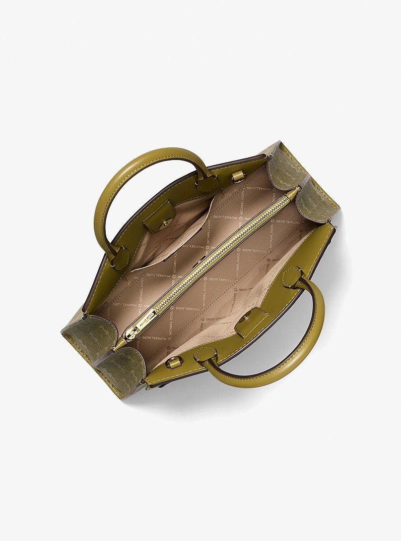 Greta Medium Signature Logo Satchel Oregano Oregano