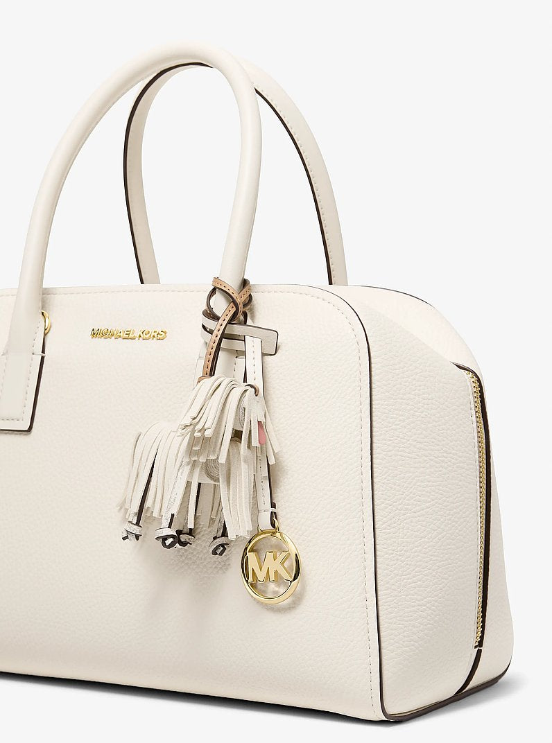 Leather Shaggy Dog Bag Charm Lt Cream Lt Cream