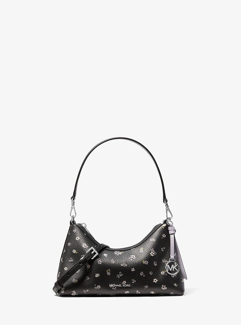 Sammy Small Floral Printed Convertible Crossbody Bag Black Black