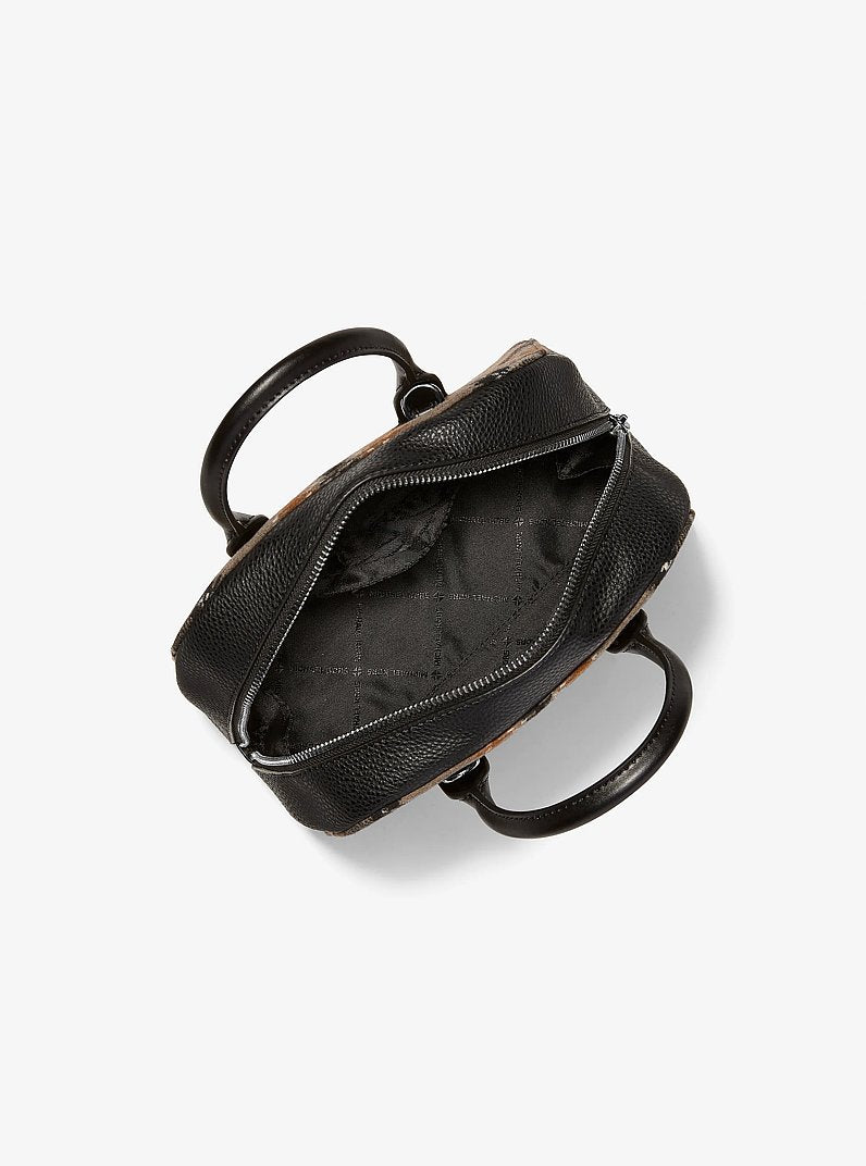 Ashton Small Plaid Print Wool Blend Messenger Bag Black Black